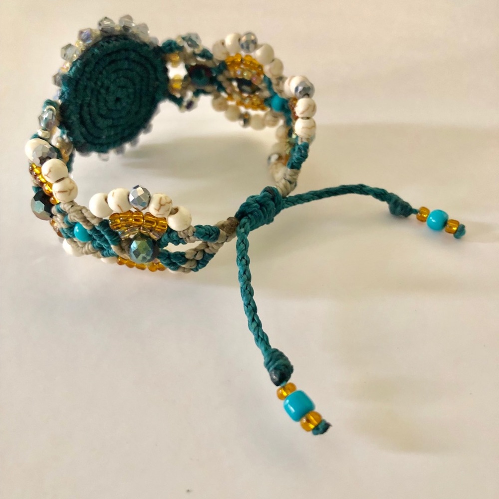 Beaded Macrame Adjustable Bracelet - image 3